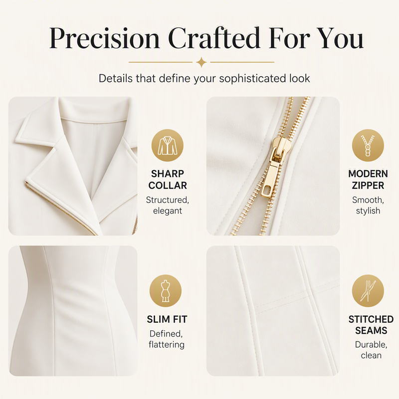 Elegance That Means Business — Women's Tailored Asymmetric Zip-Front Blazer Midi Dress with a Flattering Silhouette, Sophisticated Lapel Collar, and Timeless Modern Style