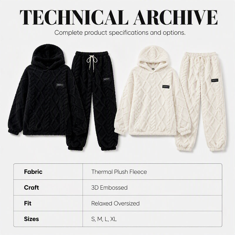 🔥 Freezing at Home but Tired of Bulky Winter Clothes? Wrap Yourself in Plush Comfort! Women's 2-Piece Geometric Fleece Hoodie & Jogger Set – Soft, Warm, Relaxed Fit with Stylish 3D Texture for Cozy Days In or Out!