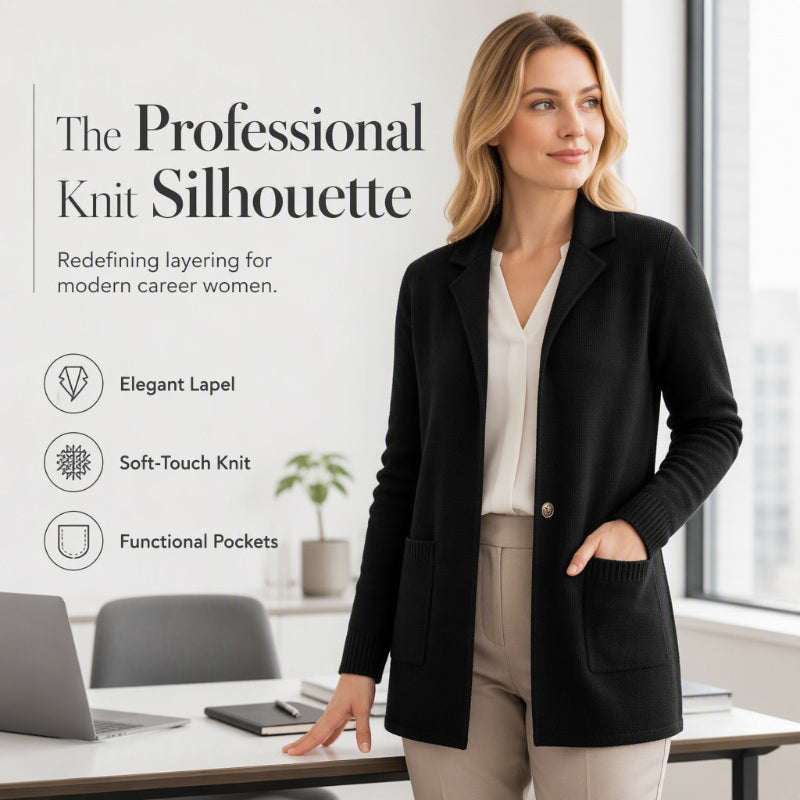✨ Blazer Look, Cardigan Comfort | Women's Lapel-Collar Knit Cardigan