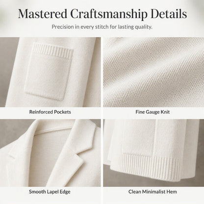 ✨ Blazer Look, Cardigan Comfort | Women's Lapel-Collar Knit Cardigan