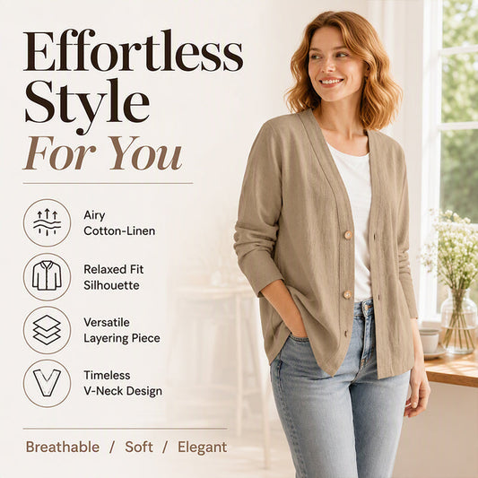 Bestseller🏆🧥 Breathable V-Neck Cardigan – Timeless Silhouette & All-Day Comfort for Every Look