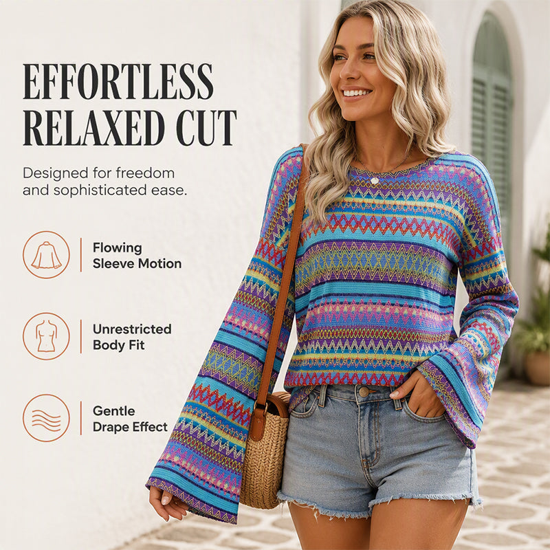 Women's Colorful Geometric Stripe Knit Sweater
