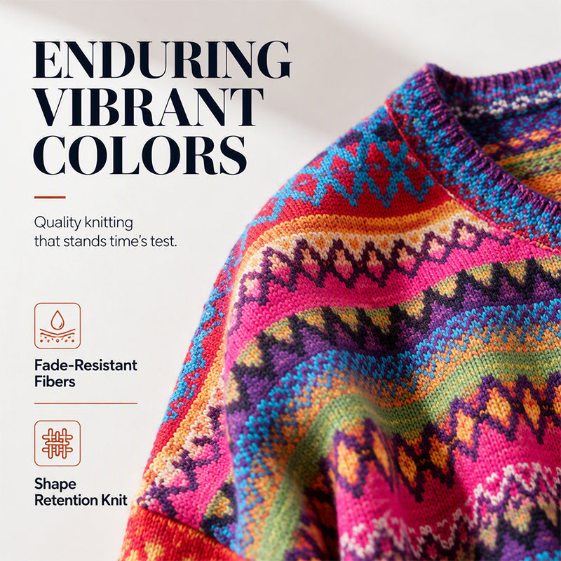Women's Colorful Geometric Stripe Knit Sweater