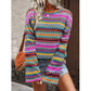 Women's Colorful Geometric Stripe Knit Sweater