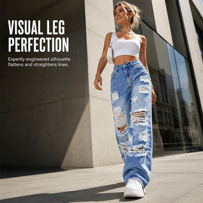 ✨ Effortless Everyday Style FREE SHIPPING | Women's Distressed High-Rise Wide-Leg Jeans