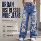 ✨ Effortless Everyday Style FREE SHIPPING | Women's Distressed High-Rise Wide-Leg Jeans