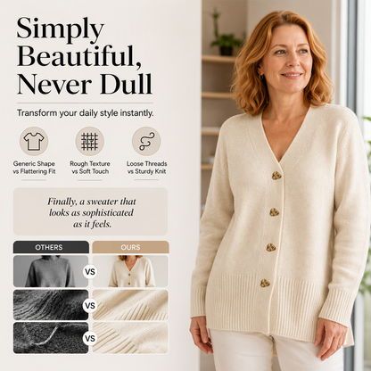 🧥Seasonal Style - Knit Cardigan with V-Neckline & Heart Accents – Cozy Warmth & Easy Pairing with Jeans or Dresses