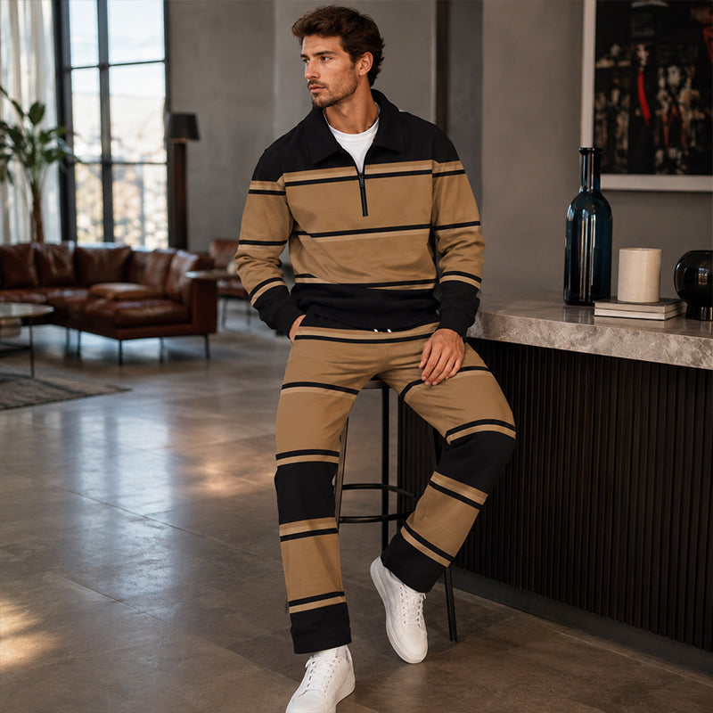 ✨ Easy Everyday Comfort | Men's Printed Half-Zip Tracksuit 2-Piece Set