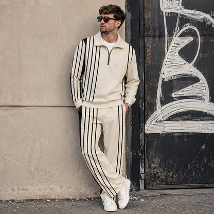 ✨ Easy Everyday Comfort | Men's Printed Half-Zip Tracksuit 2-Piece Set