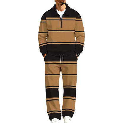 ✨ Easy Everyday Comfort | Men's Printed Half-Zip Tracksuit 2-Piece Set