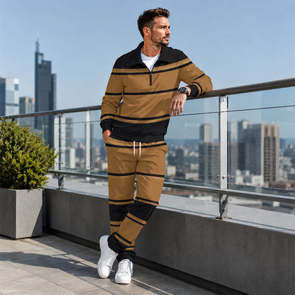 ✨ Easy Everyday Comfort | Men's Printed Half-Zip Tracksuit 2-Piece Set
