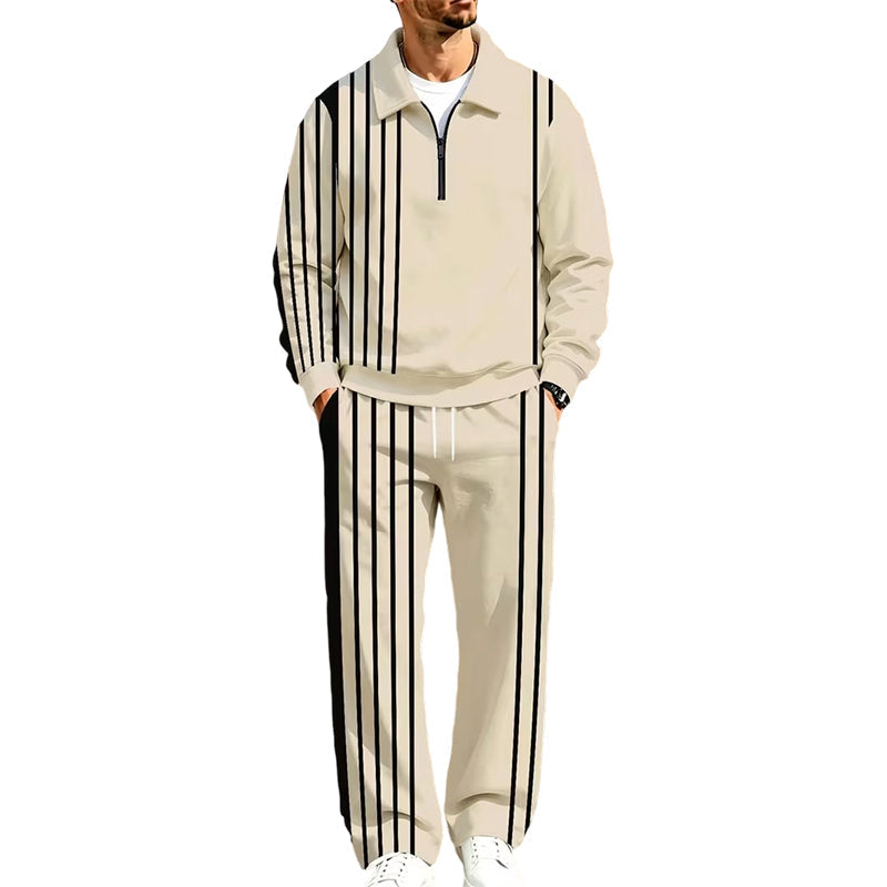 ✨ Easy Everyday Comfort | Men's Printed Half-Zip Tracksuit 2-Piece Set