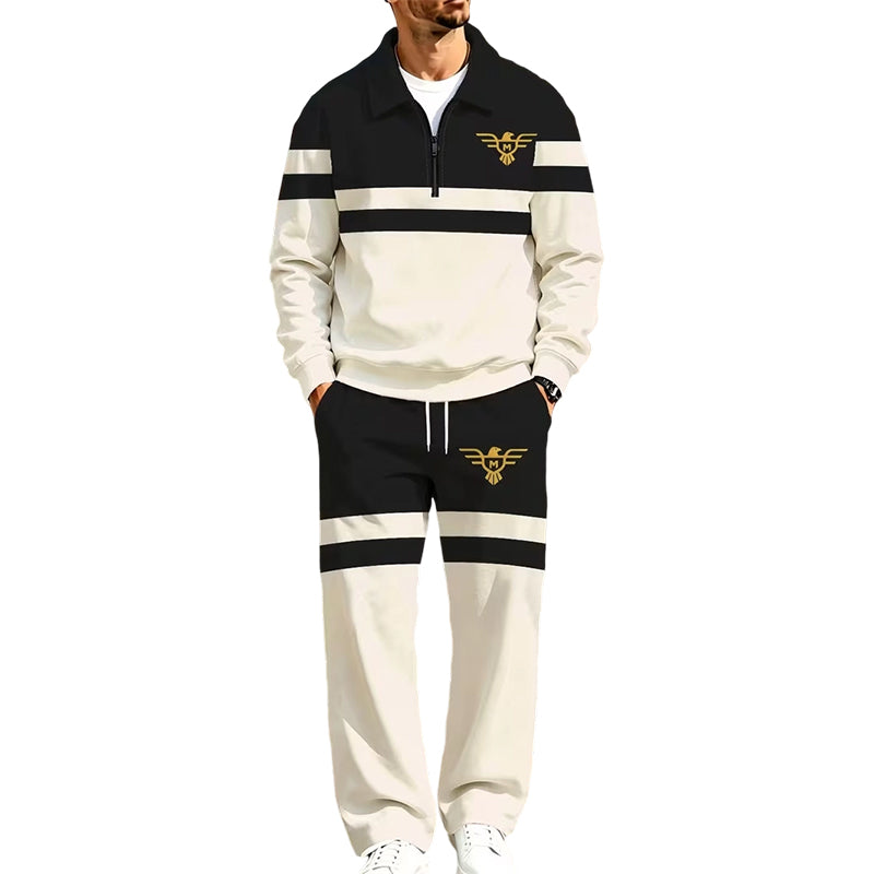 ✨ Easy Everyday Comfort | Men's Printed Half-Zip Tracksuit 2-Piece Set