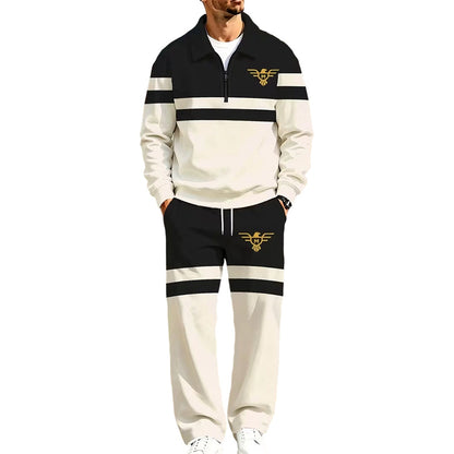✨ Easy Everyday Comfort | Men's Printed Half-Zip Tracksuit 2-Piece Set