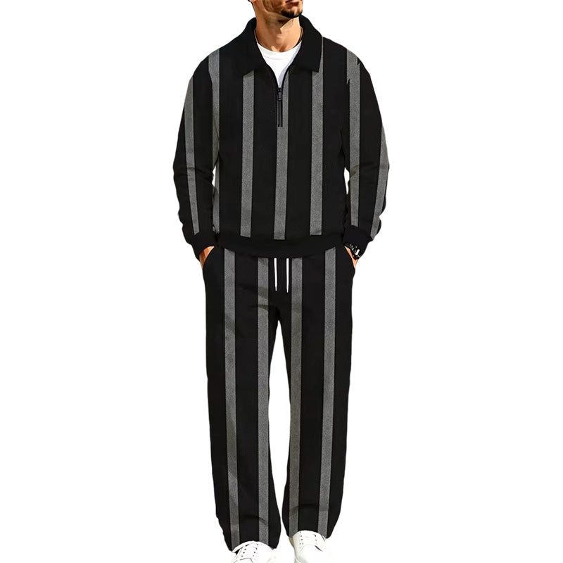 ✨ Easy Everyday Comfort | Men's Printed Half-Zip Tracksuit 2-Piece Set