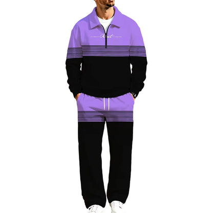 ✨ Easy Everyday Comfort | Men's Printed Half-Zip Tracksuit 2-Piece Set