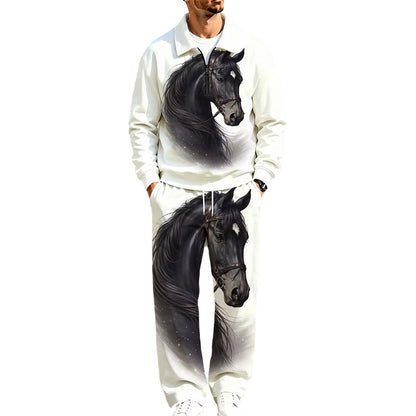 ✨ Easy Everyday Comfort | Men's Printed Half-Zip Tracksuit 2-Piece Set