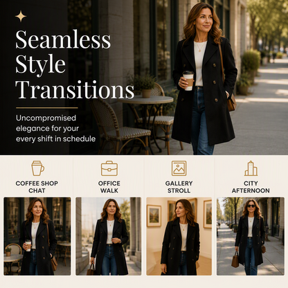 ✨ Timeless Warmth | Women's Double-Breasted Wool-Blend Coat