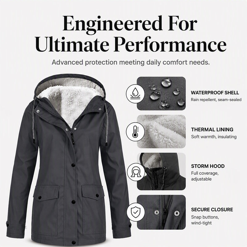 🏆Last Day-50% OFF❤️‍🔥Women's Plush-Lined Windproof Hooded Jacket