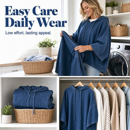 ✨ Easy Everyday Comfort | Women's Relaxed Hooded Denim Pullover