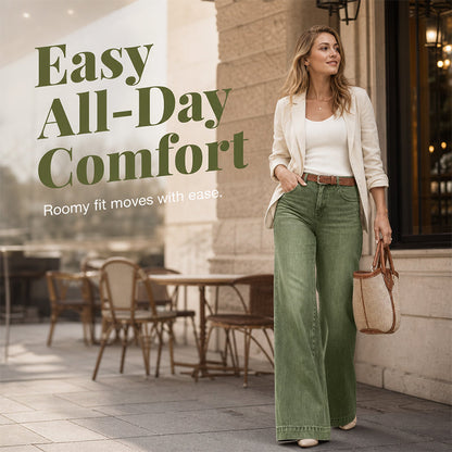👖 Longer-Looking Legs, Easy Comfort | Women's Vintage High-Waisted Wide-Leg Jeans