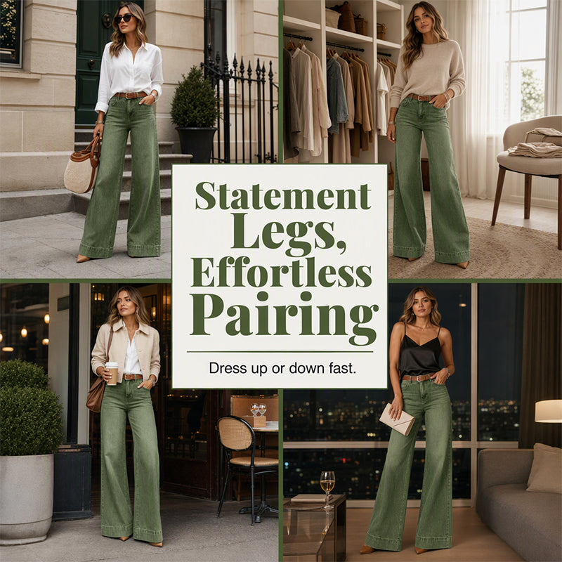 👖 Longer-Looking Legs, Easy Comfort | Women's Vintage High-Waisted Wide-Leg Jeans