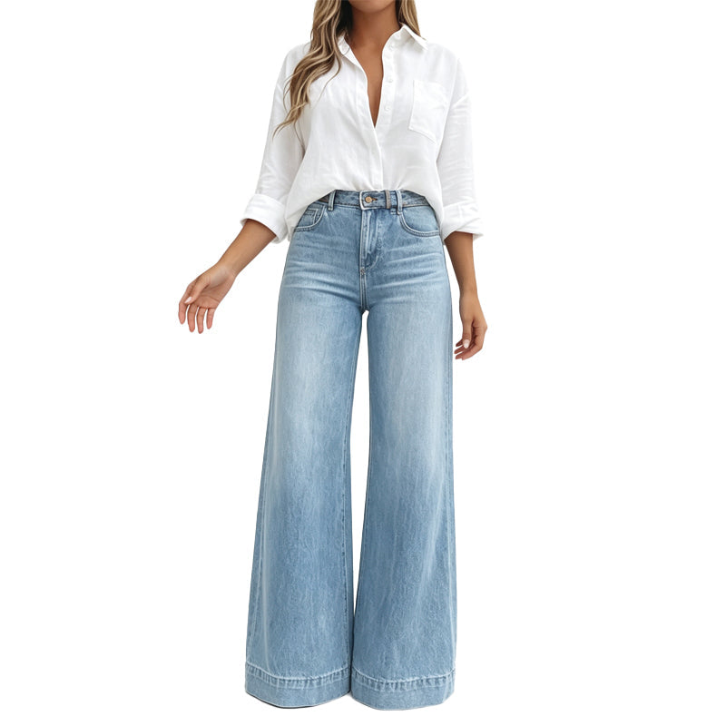 👖 Longer-Looking Legs, Easy Comfort | Women's Vintage High-Waisted Wide-Leg Jeans