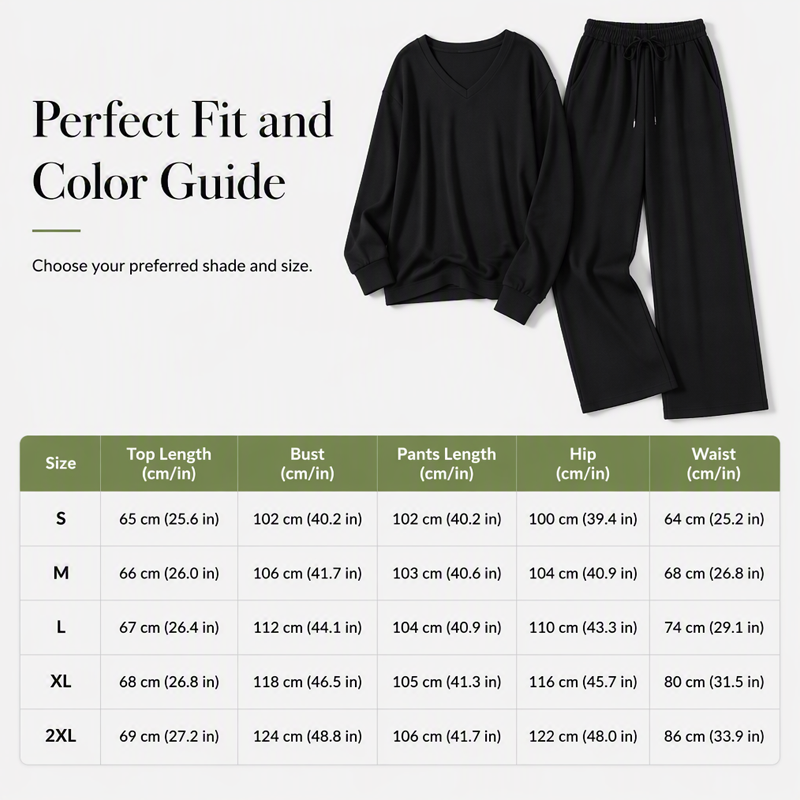 ✨ Effortless Comfort | Women's V-Neck Knit Top & Pants 2-Piece Lounge Set