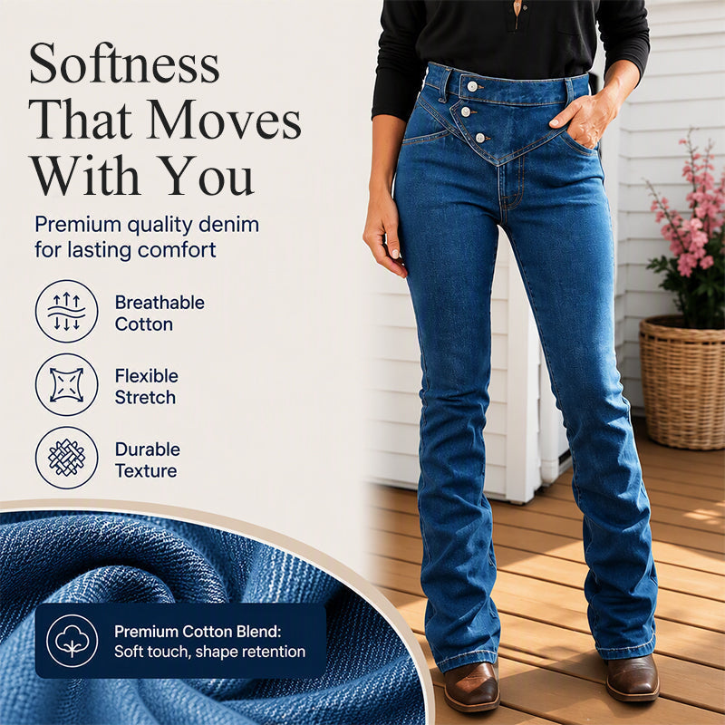 🌸Hot Sale 50% OFF & FREE SHIPPING💖Women's High-Waisted Crossover Asymmetric Jeans