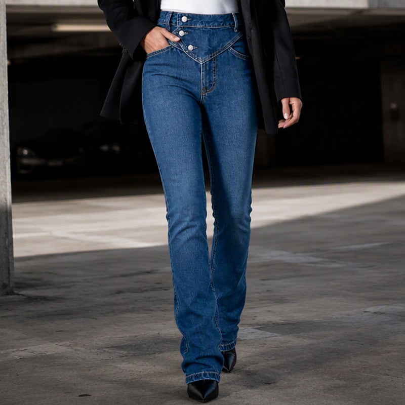 🌸Hot Sale 50% OFF & FREE SHIPPING💖Women's High-Waisted Crossover Asymmetric Jeans
