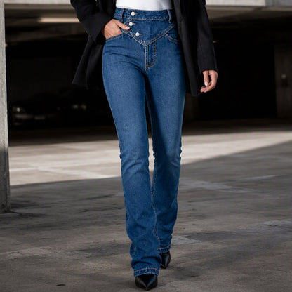 🌸Hot Sale 50% OFF & FREE SHIPPING💖Women's High-Waisted Crossover Asymmetric Jeans