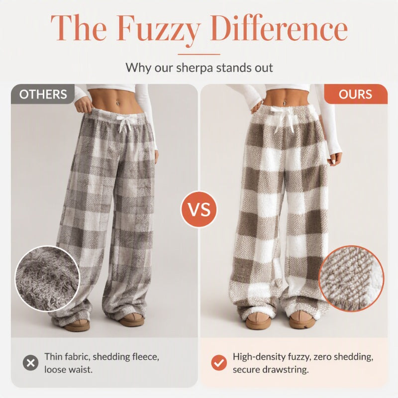 ⌛Limited-Time Offer & FREE SHIPPIG-Women's Plush Plaid Wide-Leg Pants