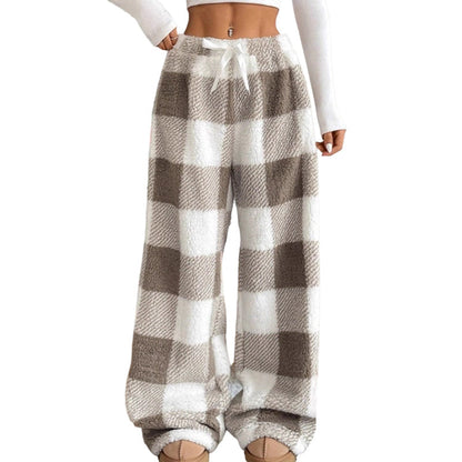 ⌛Limited-Time Offer & FREE SHIPPIG-Women's Plush Plaid Wide-Leg Pants