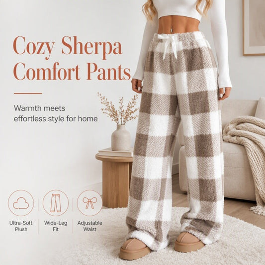 ⌛Limited-Time Offer & FREE SHIPPIG-Women's Plush Plaid Wide-Leg Pants