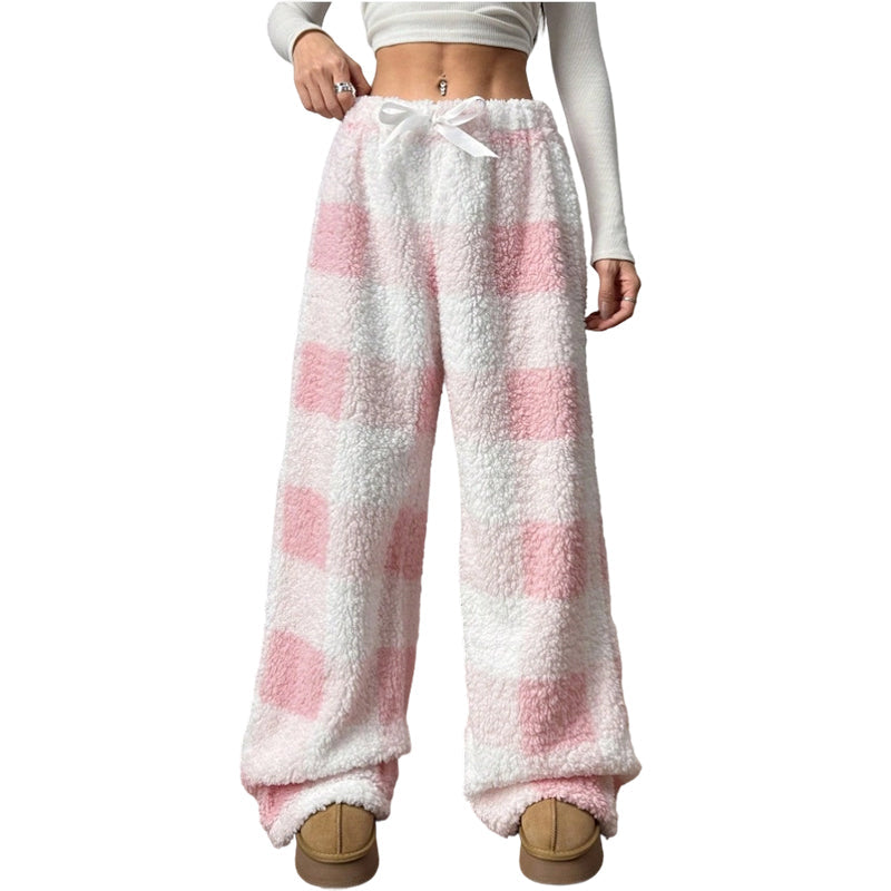 ⌛Limited-Time Offer & FREE SHIPPIG-Women's Plush Plaid Wide-Leg Pants