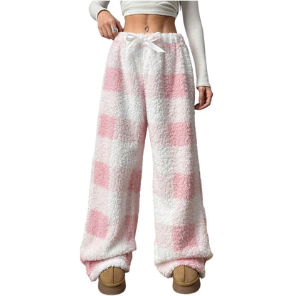 ⌛Limited-Time Offer & FREE SHIPPIG-Women's Plush Plaid Wide-Leg Pants