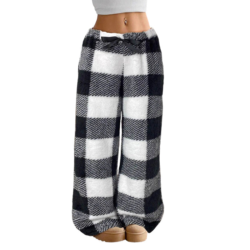 ⌛Limited-Time Offer & FREE SHIPPIG-Women's Plush Plaid Wide-Leg Pants