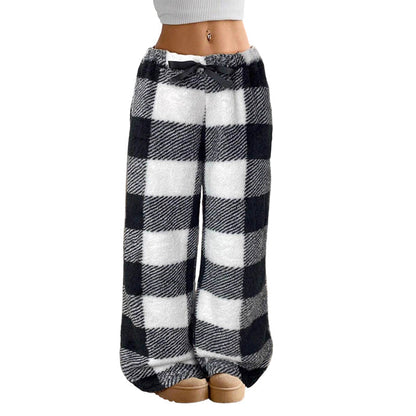 ⌛Limited-Time Offer & FREE SHIPPIG-Women's Plush Plaid Wide-Leg Pants