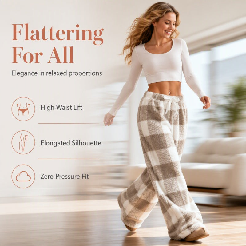⌛Limited-Time Offer & FREE SHIPPIG-Women's Plush Plaid Wide-Leg Pants