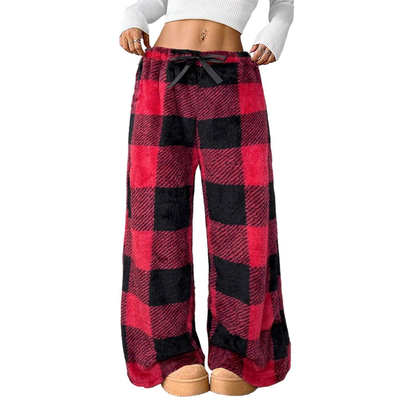 ⌛Limited-Time Offer & FREE SHIPPIG-Women's Plush Plaid Wide-Leg Pants