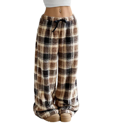 ⌛Limited-Time Offer & FREE SHIPPIG-Women's Plush Plaid Wide-Leg Pants
