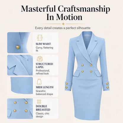 ✨New Arrivals & Special Offers-Women's Double-Breasted Blazer Dress