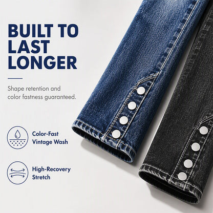 💖 Latest Design | Women's Stretch Slim-Fit Jeans with Button-Hem Detail