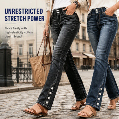 💖 Latest Design | Women's Stretch Slim-Fit Jeans with Button-Hem Detail