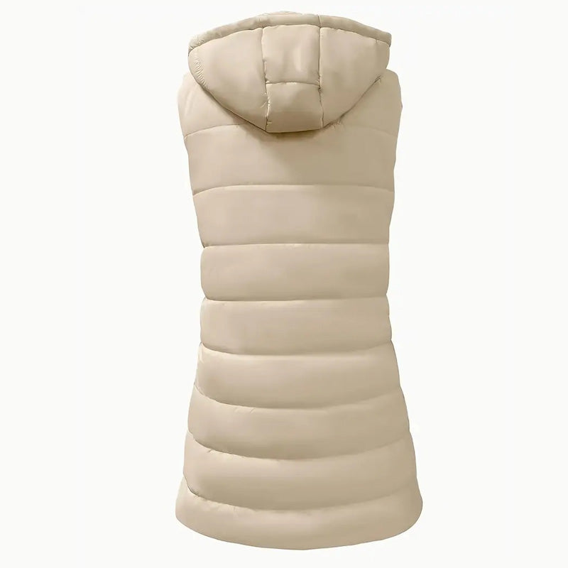 🧥 Stay Warm Without the Bulky Sleeves! ❄️ Women's Long Hooded Quilted Puffer Vest – Cozy Padded Design, Full-Zip Front, Practical Pockets & Extra Longline Coverage for Effortless Fall & Winter Layering! 💕