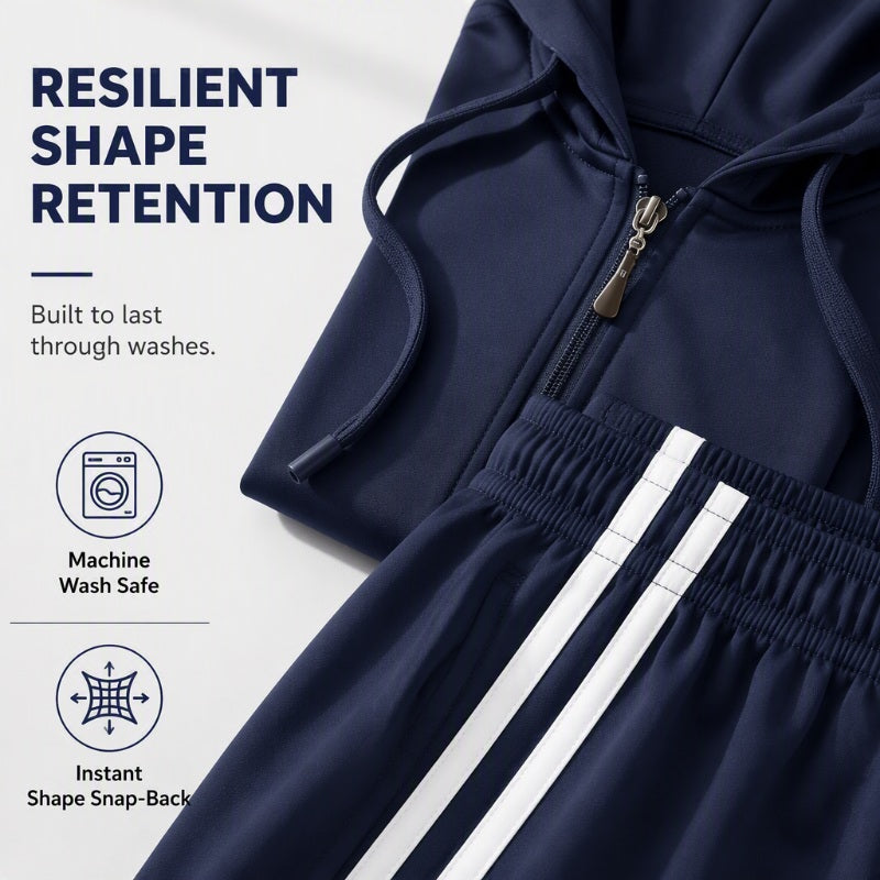 ✨ Sporty Everyday Comfort | Women's Striped Zip-Up Hoodie & Pants 2-Piece Set