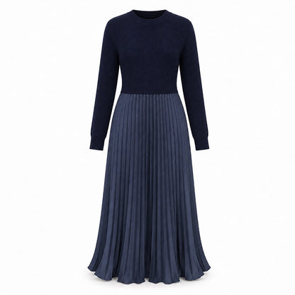 🌸LAST DAY SALE - 50% OFF!!✨ Effortless Elegance | Women's Pleated Round-Neck Maxi Dress 🌟