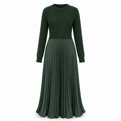 🌸LAST DAY SALE - 50% OFF!!✨ Effortless Elegance | Women's Pleated Round-Neck Maxi Dress 🌟