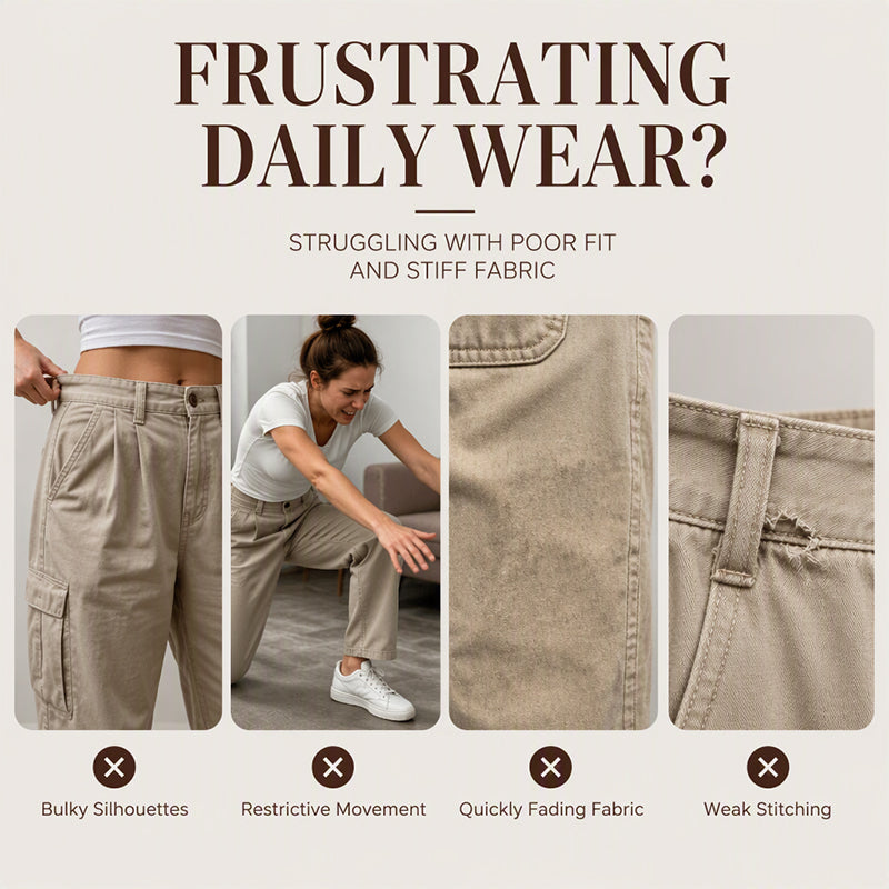 ✨Tailored Comfort | Women's Straight-Leg Utility Trousers with Reinforced Seams