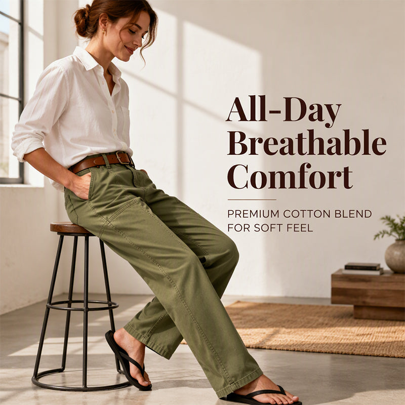✨Tailored Comfort | Women's Straight-Leg Utility Trousers with Reinforced Seams
